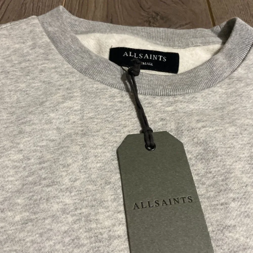 AllSaints Turnes Crew Sweatshirt, Grey Marl - Picture 2 of 3